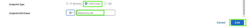 Add Endpoint and Endpoint DNS Name