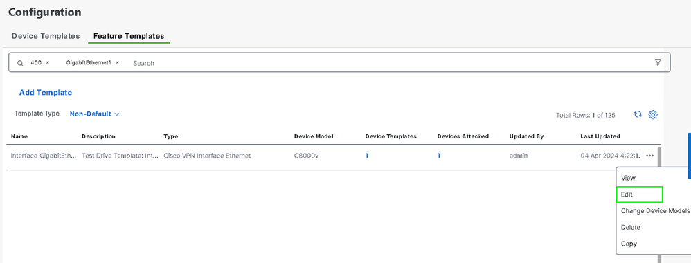 Edit Feature Templates