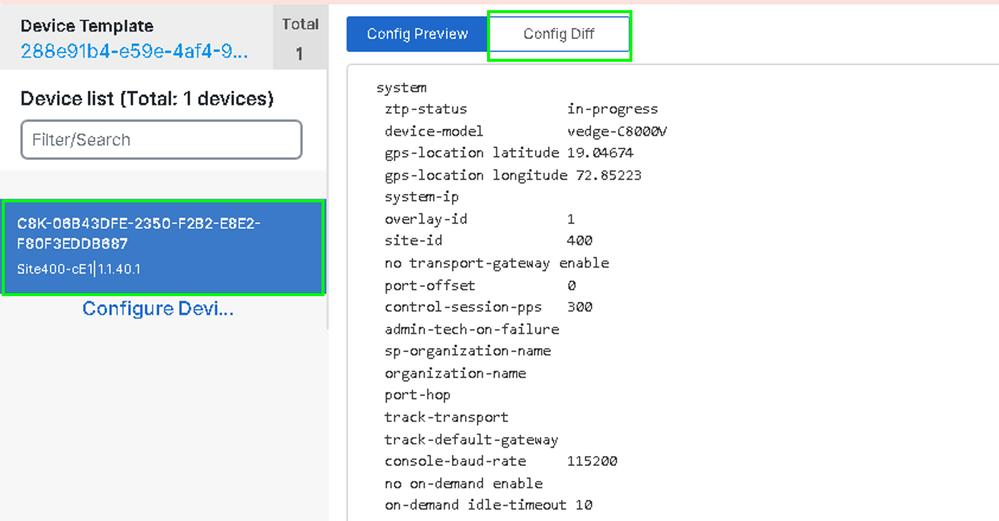 Verify Config Diff is Correct