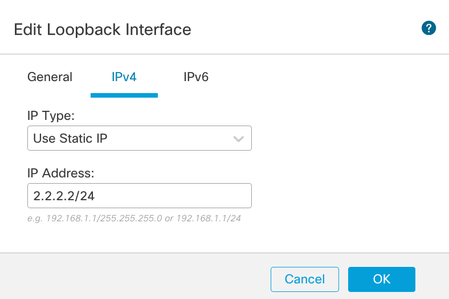 Bereitstellen der IP-Adresse für die Loopback-Schnittstelle