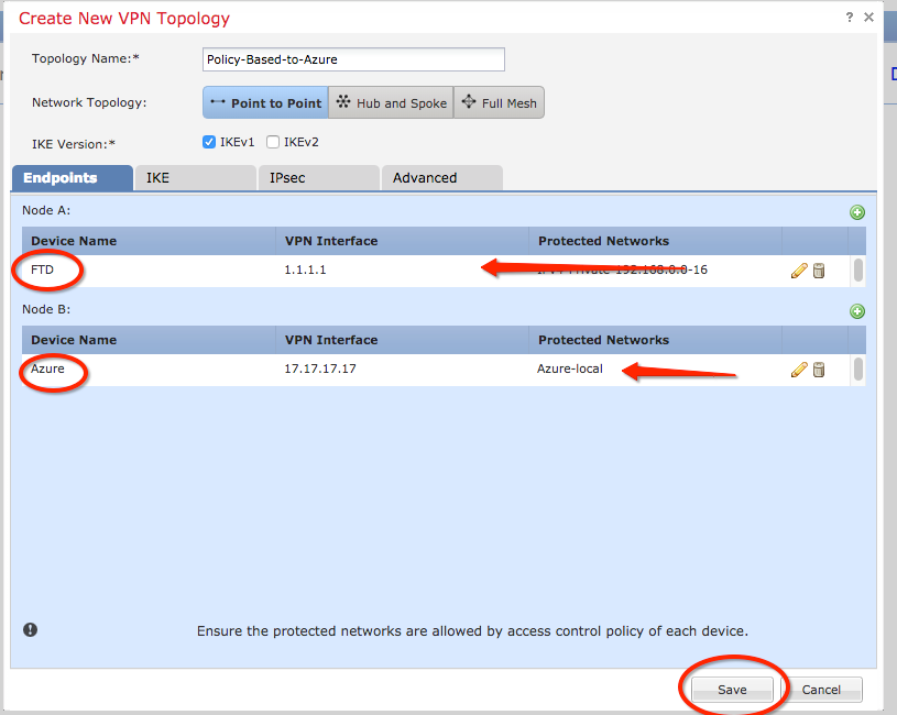 FMC Configuration Site-to-Site VPN - Accept changes