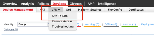 Navigate to Devices, VPN and Site to Site