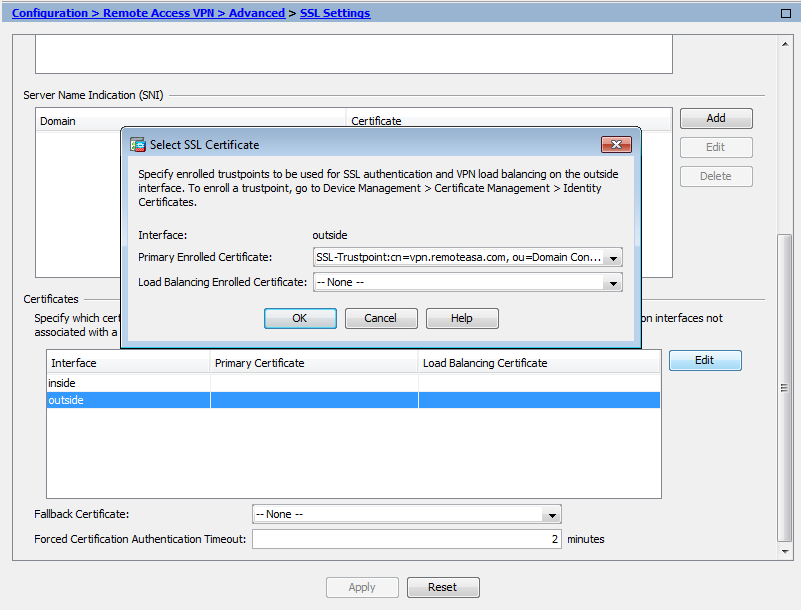 Select SSL cert - Pem