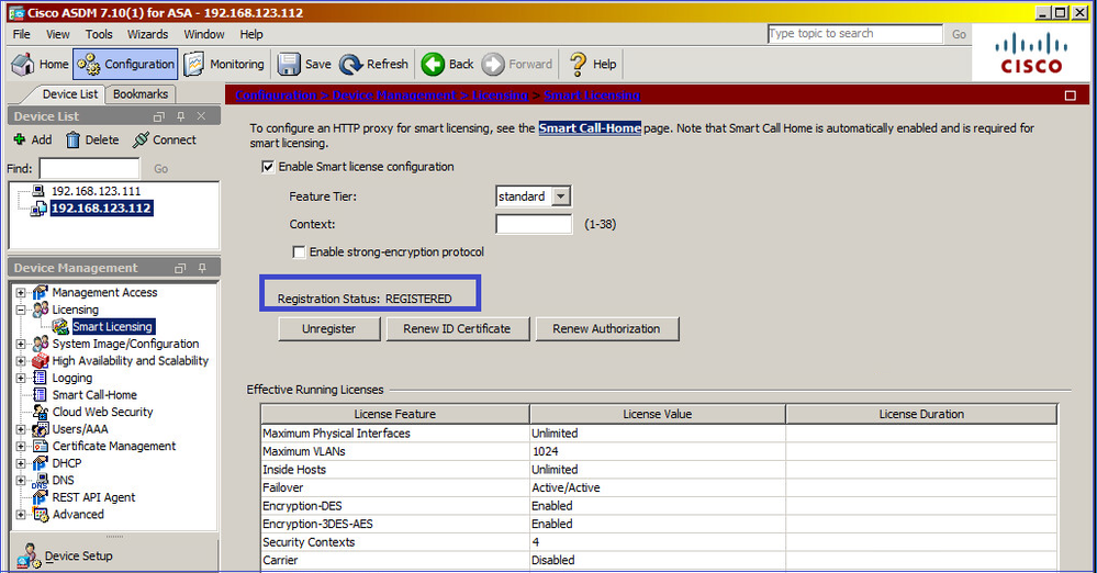 Cisco ASA Smart Licensing on FXOS - Standby ASA is REGISTERED