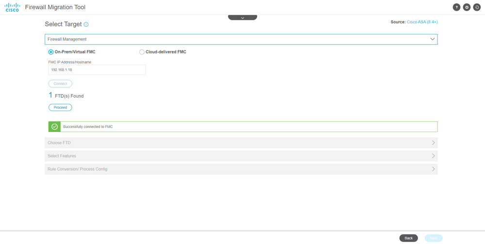 Select Target and configuration