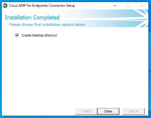 Windows용 AMP Connector 설치 - 설치 완료