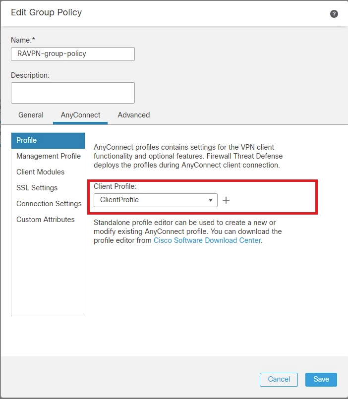 FMC - Anyconnect Profile