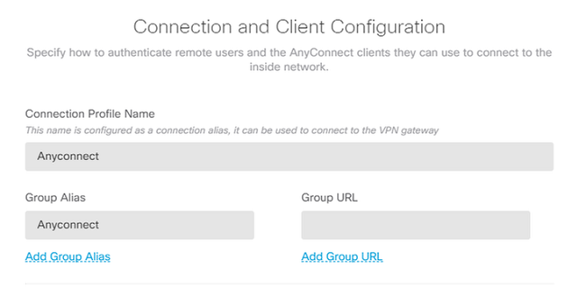 Configurazione del profilo di connessione nell'interfaccia utente di FDM