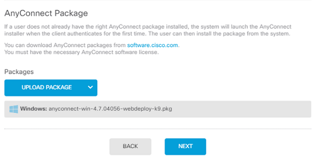 Choose AnyConnect Packages for Different Operating Systems in FDM GUI