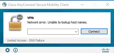 AnyConnect GUI 오류