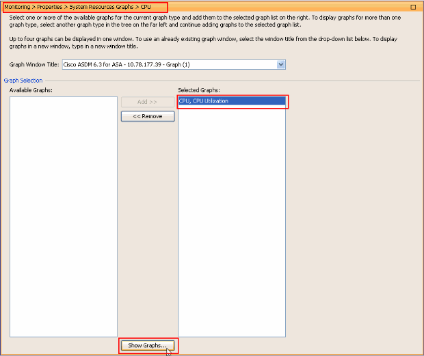 Selected Graphs 아래에서 Show Graph를 클릭합니다