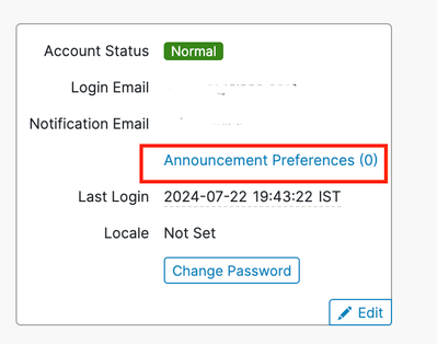 Click Announcement Preferences