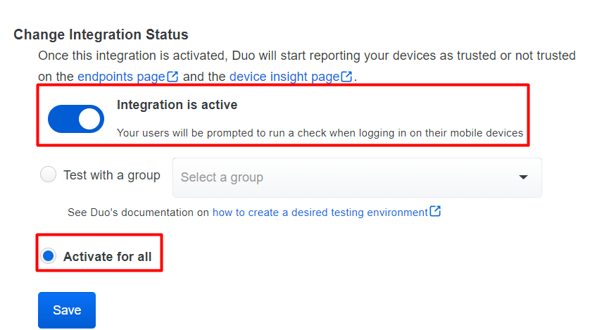 Integration Status Button