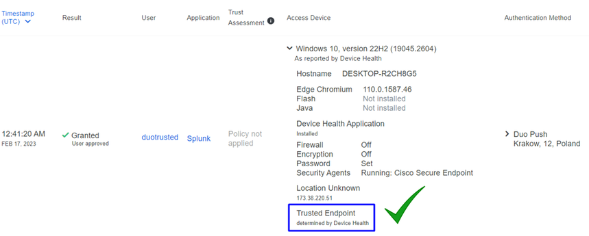 Trusted Endpoint not in Triage