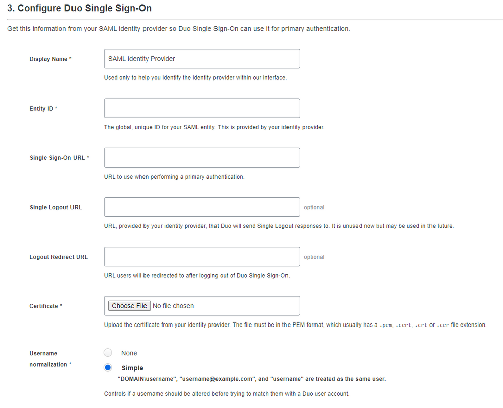 SSO Configuration part on DUO