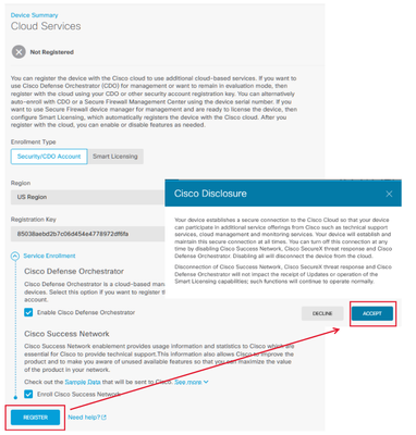 Select Register and Accept Cisco Disclosure