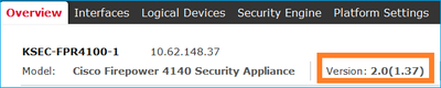 Overview Tab Shows Appliance Version