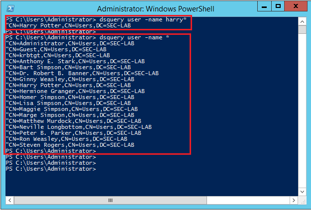 명령 프롬프트 또는 PowerShell을 사용하여 LDAP 컨피그레이션에서 알려진 사용자 검색