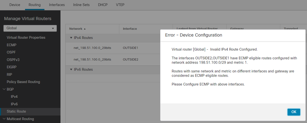 Erro na configuração do dispositivo