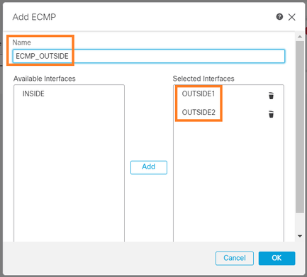 Aggiungi interfaccia ECMP