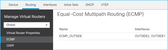 Interface de roteamento multicaminho de custo igual ECMP