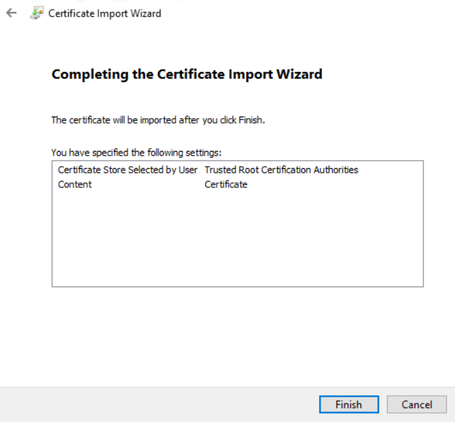 CA Certificate import wizard step3