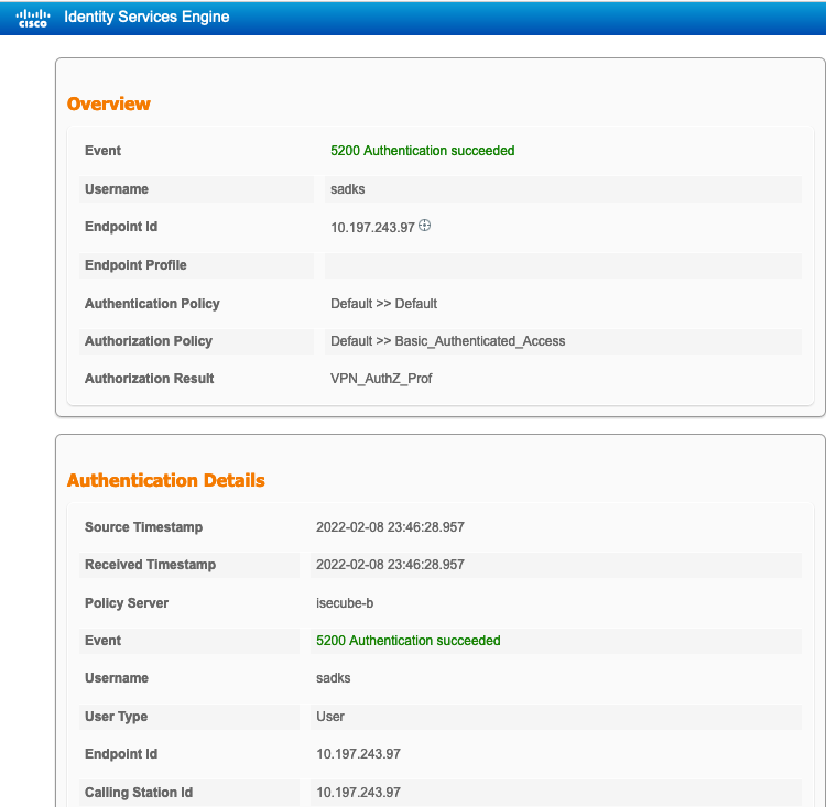 ISE - Live Logs