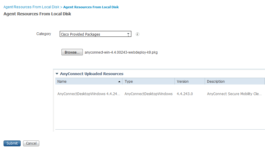 Cisco ISE-houding - AnyConnect-afbeelding uploaden