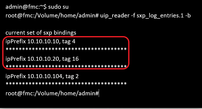 Verify SXP Binding on FMC