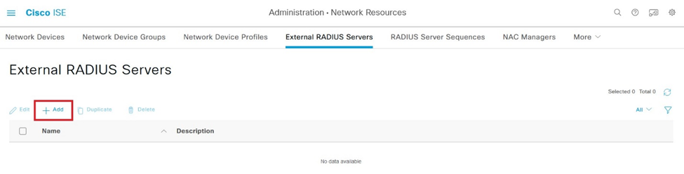 Liste der externen Radius-Server