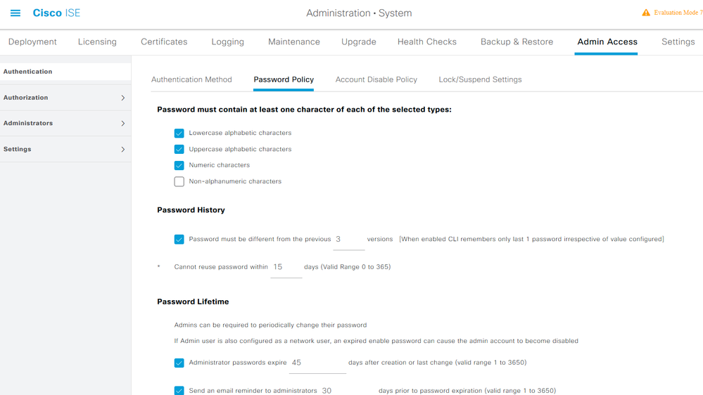 Admin Password Policy 1