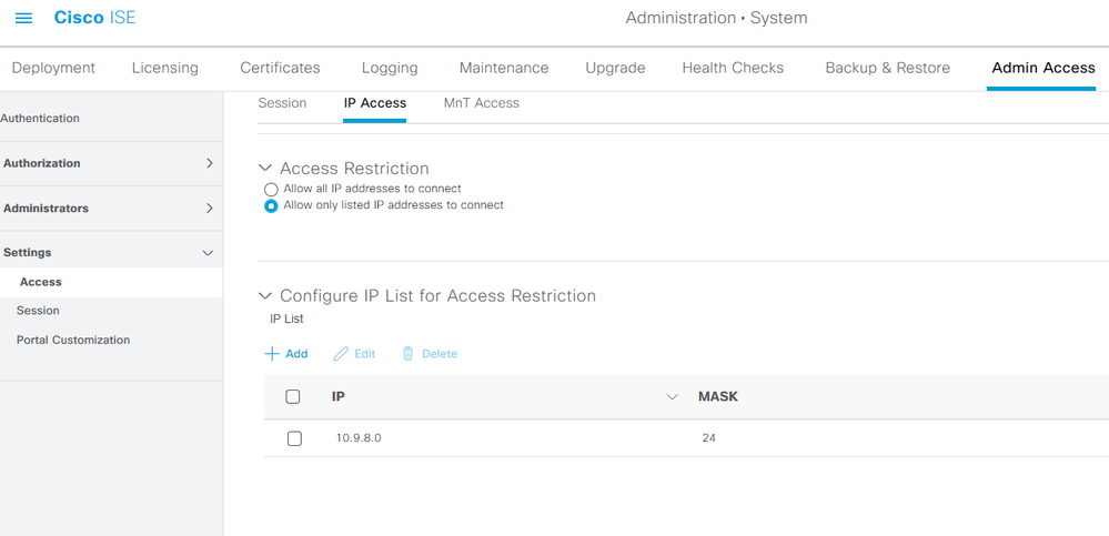 Admin IP Access Restriction