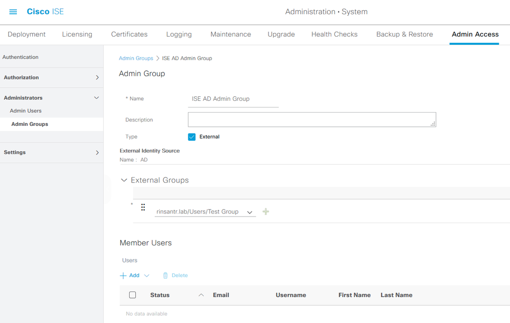 External Groups for Admin