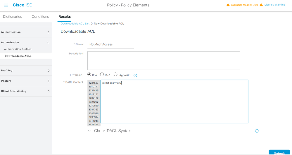 Configure dACL