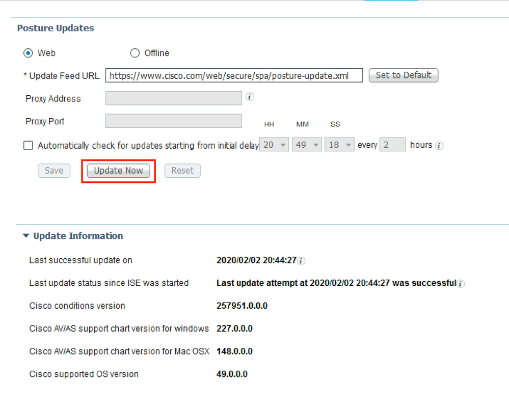 ISE configuration - Run Posture Updates