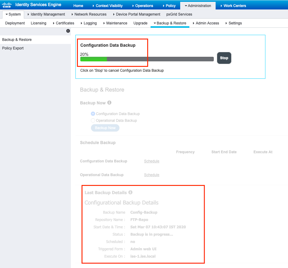 Backup dei dati di configurazione