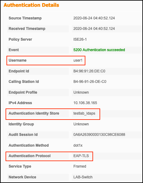 Authentication identity store