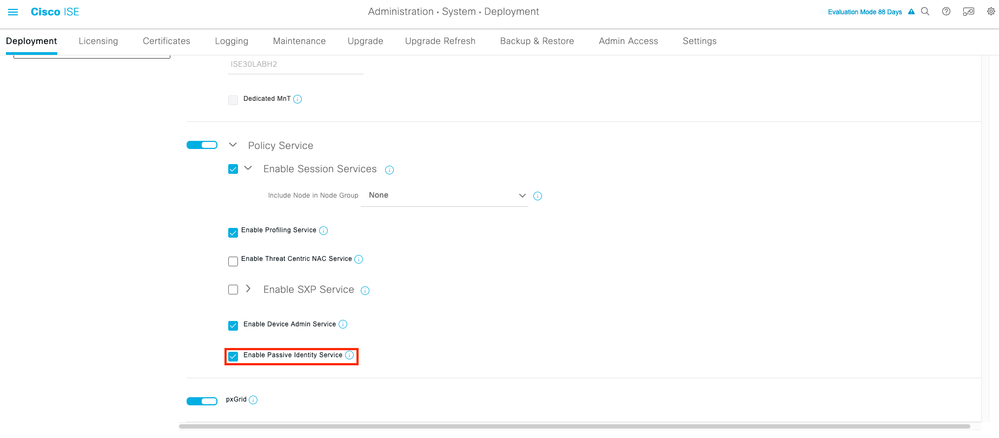 PassiveIDエージェント用のISEの設定：パッシブIDサービスの有効化