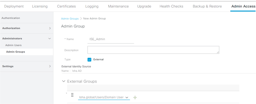 Microsoft AD Integration for Cisco ISE - Configure the Admin Group to AD Group Mapping