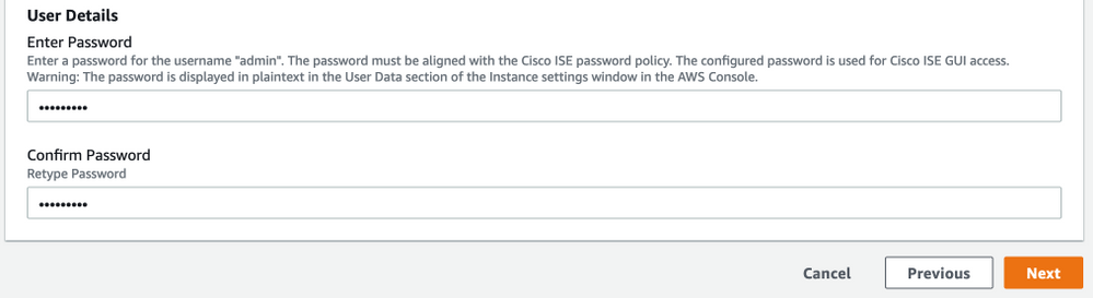 Cisco ISE on AWS - Configure ISE. User password