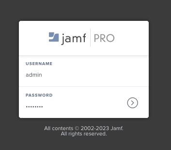 JAMF PRO login page