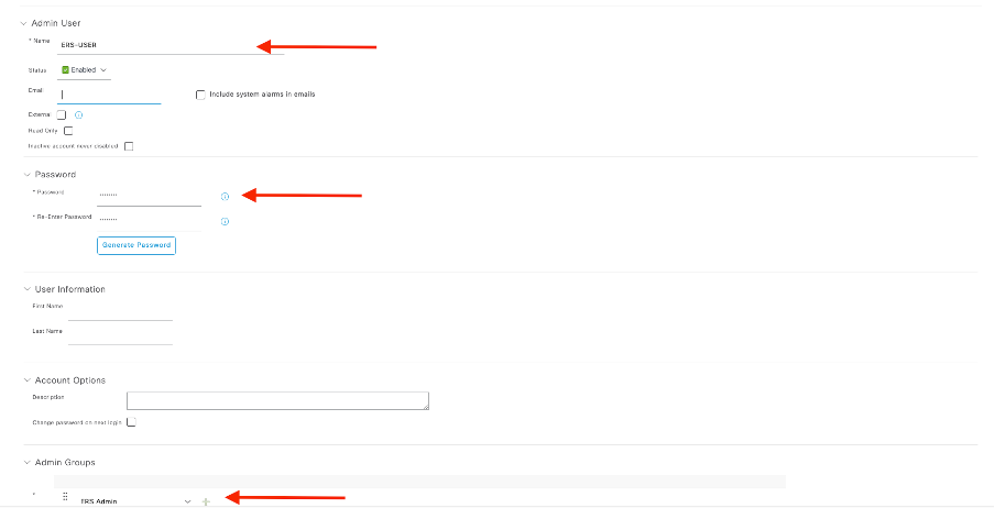 Create ERS Admin User