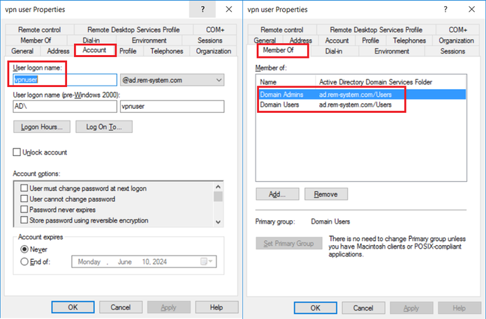 Domain Admins and Domain Users