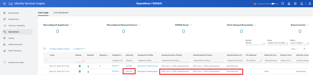 Radius Live Log