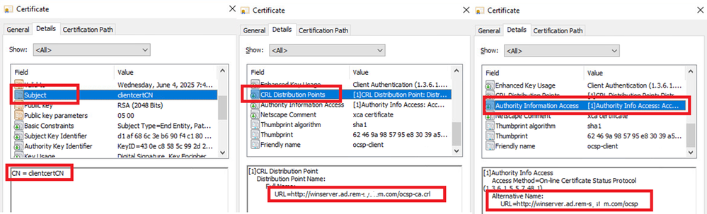 Details zum Client-Zertifikat