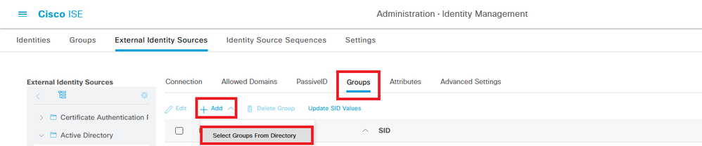 Seleziona gruppi dalla directory