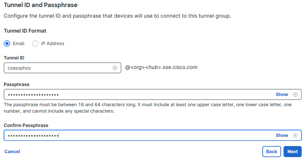 Secure Access - Tunnel Groups - Tunnel ID and Passphrase