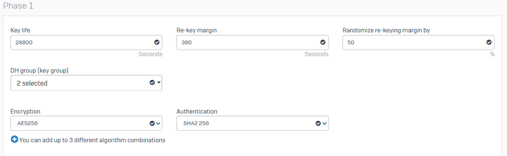 Sophos - IPsec Profiles - Phase 1