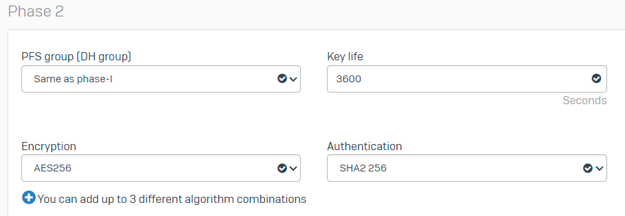 Sophos - IPsec Profiles - Phase 2