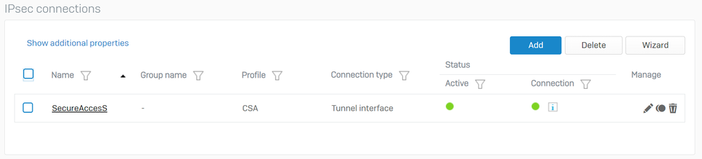 Sophos - Site-to-site VPN - IPsec Connections